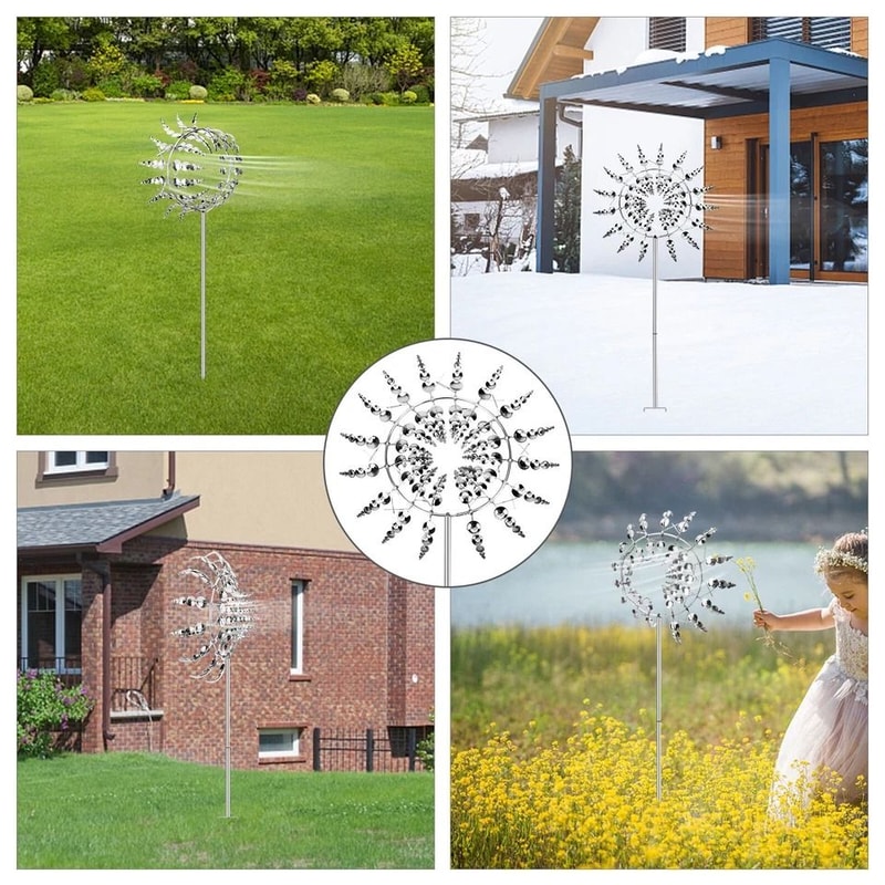 Metal Windmill Sculpture Unique Wind Catchers Yard Garden Outdoor Kinetic Wind Spinner Perfect For 6