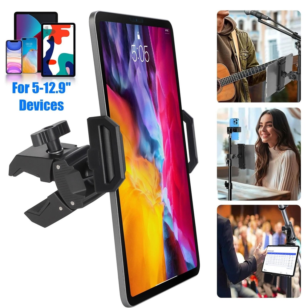Adjustable Tablet Phone Mount For Mic Stand Bike Golf Cart IPhone IPad 1