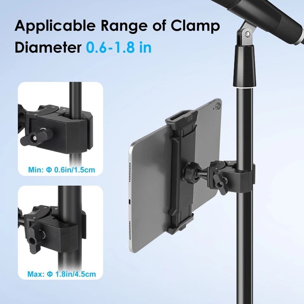 Adjustable Tablet Phone Mount For Mic Stand Bike Golf Cart IPhone IPad 7