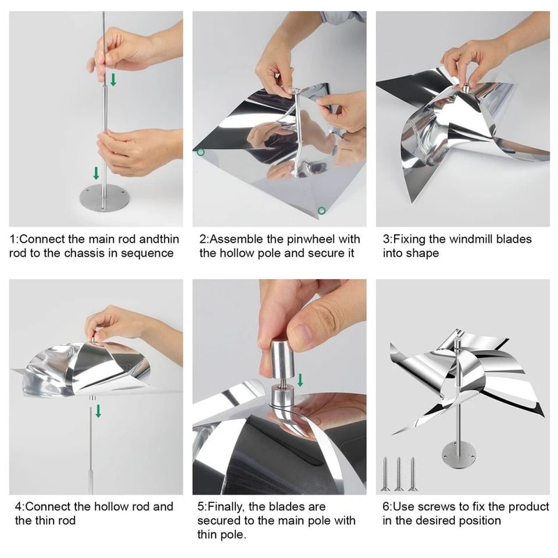 Reflective Bird Repellent Spinners WindPowered Rotation For Pigeons Woodpeckers And Outdoor Pest Co 3