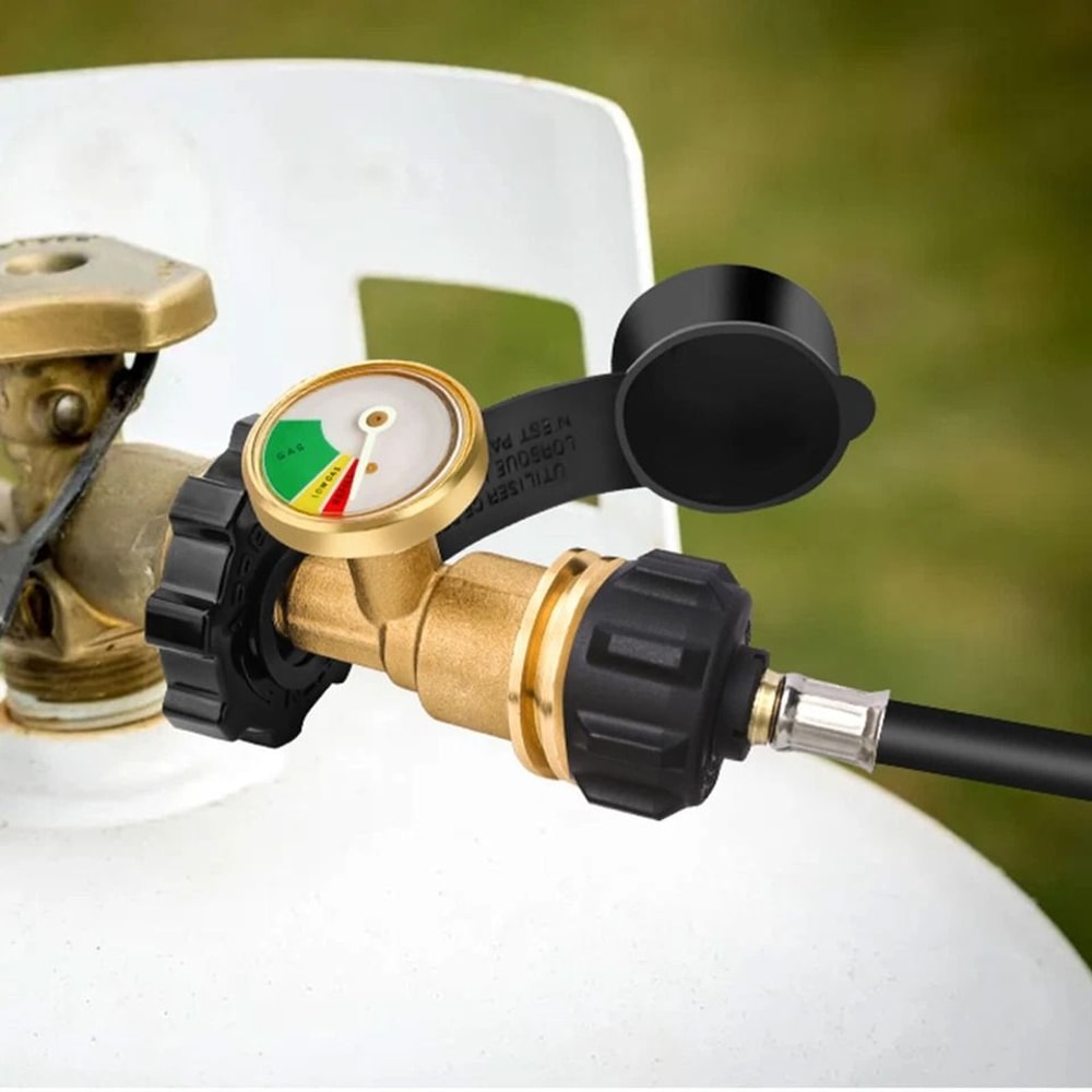 Propane Tank Refill Adapter Brass Gas Level Meter With Gauge RV Pressure Indicator For Tank 2
