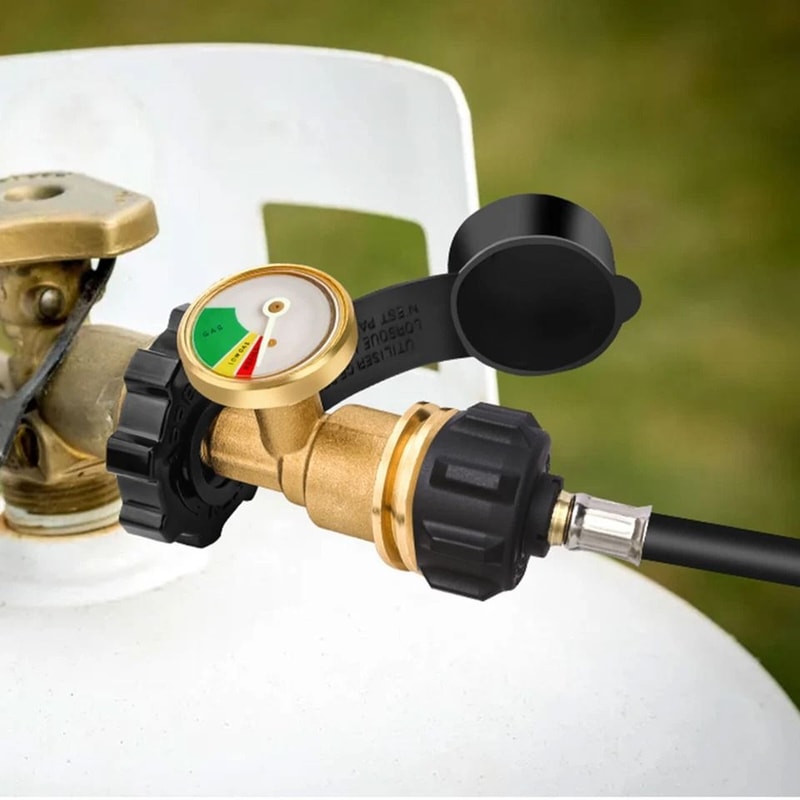 Propane Tank Refill Adapter Brass Gas Level Meter With Gauge RV Pressure Indicator For Tank 2