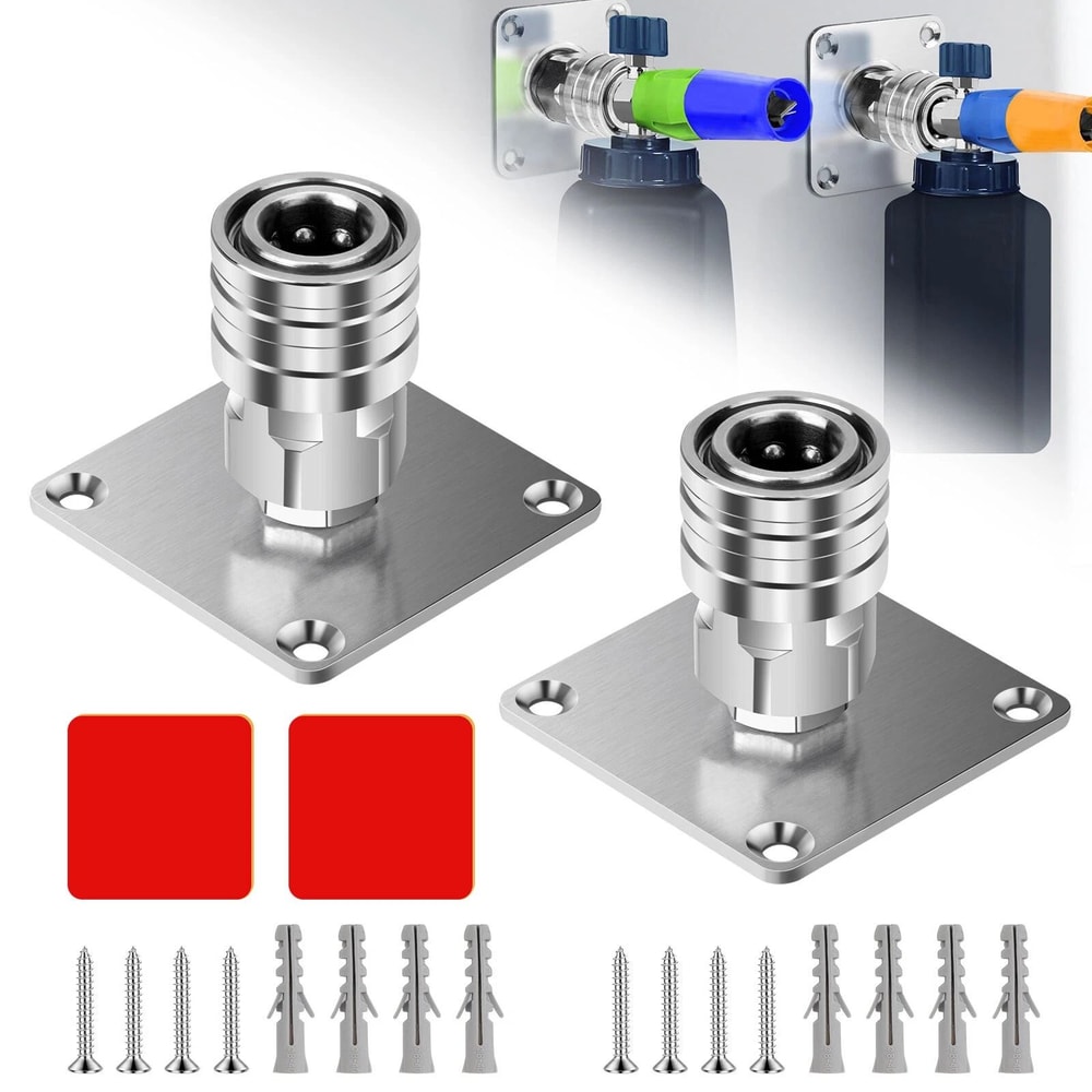 Stainless Steel Foam Cannon Wall Holder Quick Connect Pressure Washer Storage Solution 1