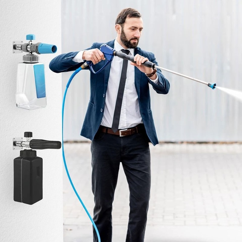 Stainless Steel Foam Cannon Wall Holder Quick Connect Pressure Washer Storage Solution 2