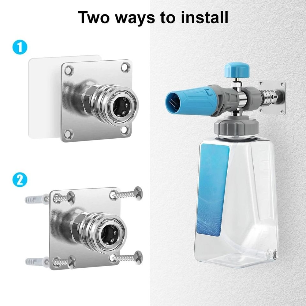 Stainless Steel Foam Cannon Wall Holder Quick Connect Pressure Washer Storage Solution 3