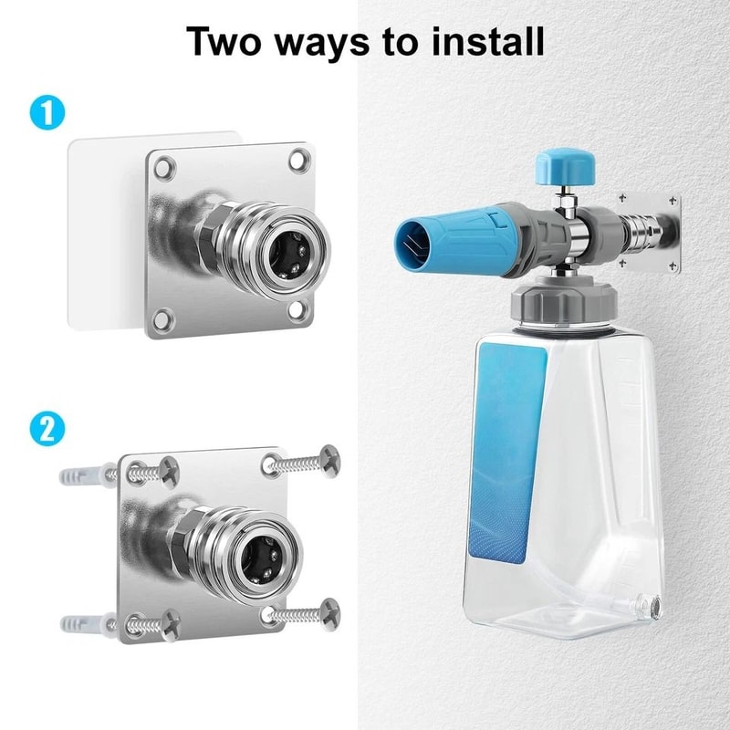 Stainless Steel Foam Cannon Wall Holder Quick Connect Pressure Washer Storage Solution 3
