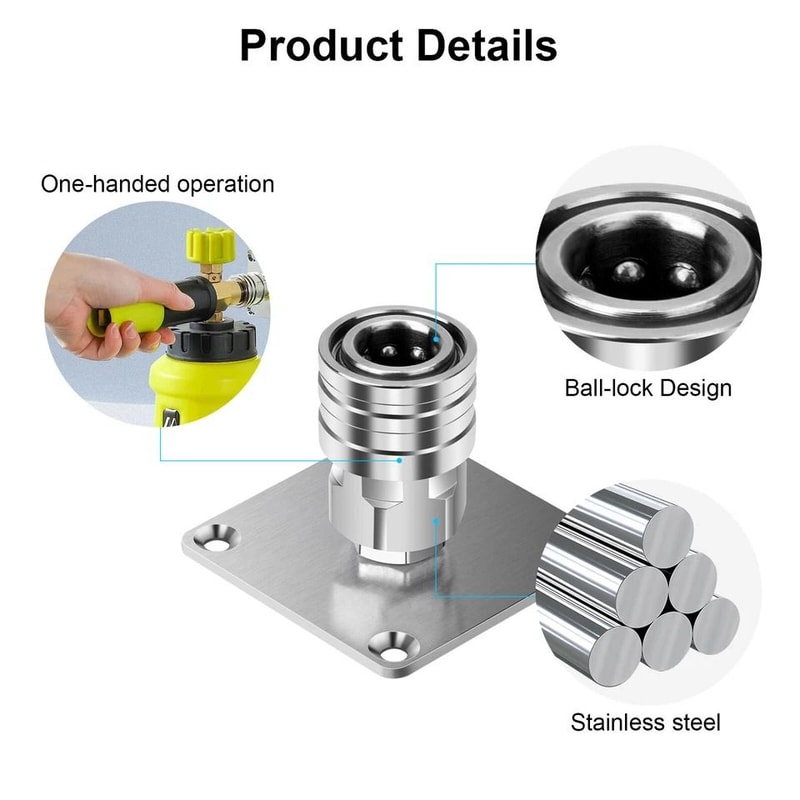Stainless Steel Foam Cannon Wall Holder Quick Connect Pressure Washer Storage Solution 4