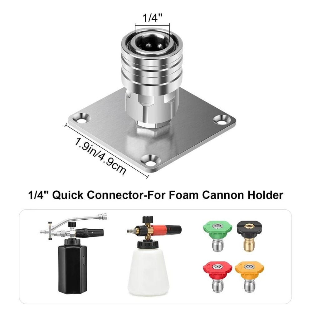 Stainless Steel Foam Cannon Wall Holder Quick Connect Pressure Washer Storage Solution 5