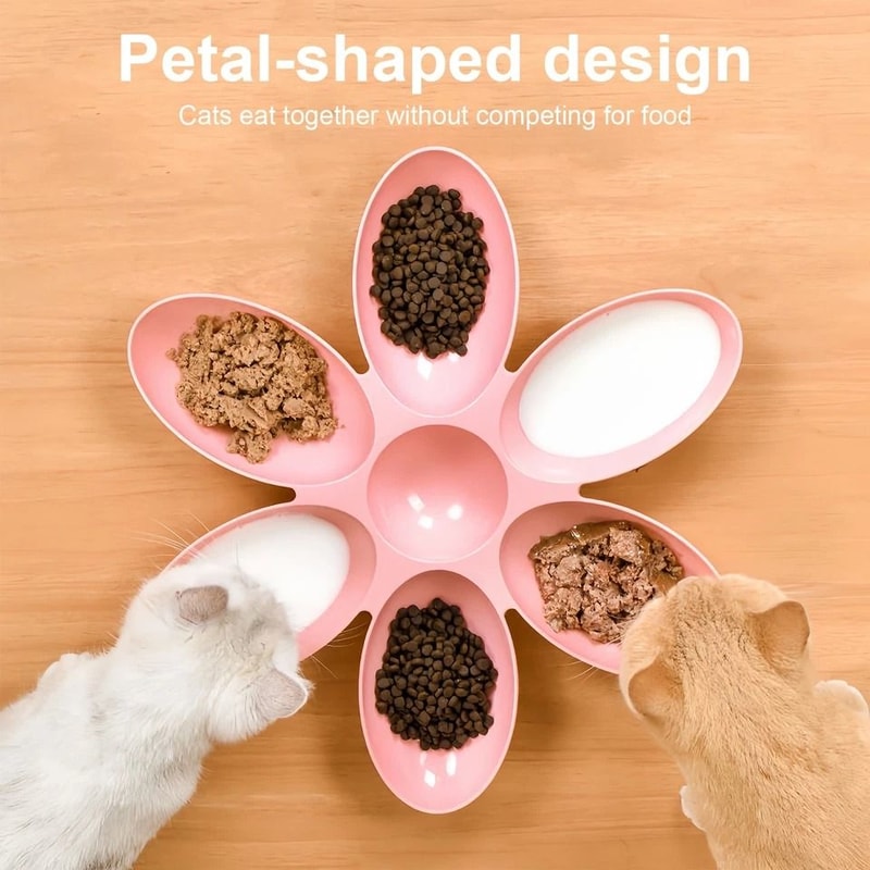 Flower Design Pet Bowl For Cats And Small Dogs Compartments Portion Control Easy Clean NonToxic Pla 6