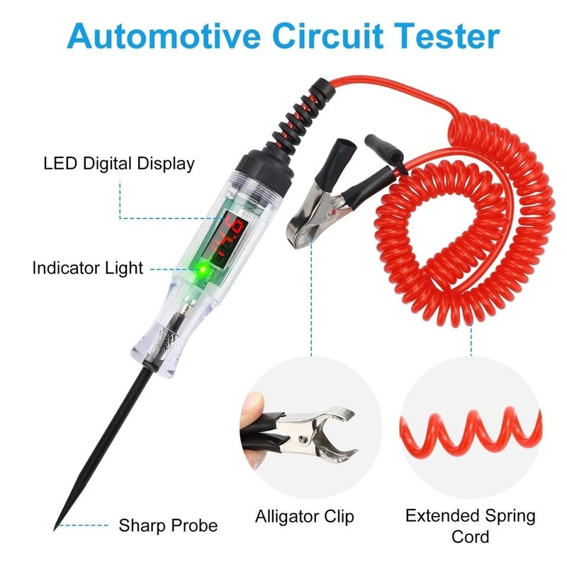 Automotive Circuit Tester LED Test Light With Probe Electrical Tool For Cars Trucks Motorcycles Boa 6