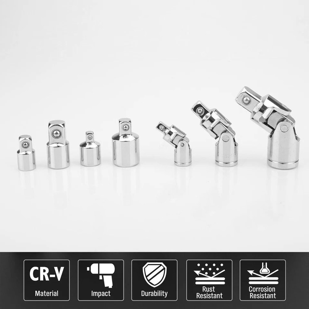 Impact Universal Joint Socket Adapter Piece Flex ChromePlated Steel For Ratchet Wrench Electric Dr 6