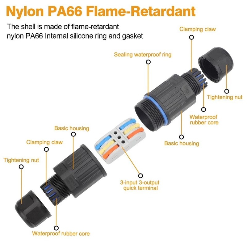 Waterproof Outdoor Way Junction Box Cable Connector For AWG Fireproof And ImpactResistant 5