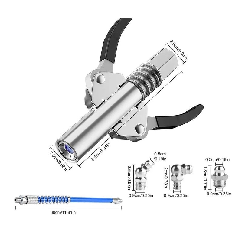 Grease Gun Coupler Kit With Spring Hose LeakFree Heavy Duty For Automotive Industrial And Workshop 2