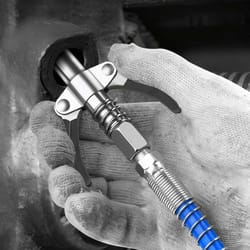 grease gun coupler kit with spring hose, leak-free, heavy duty, for automotive, industrial, and workshop use
