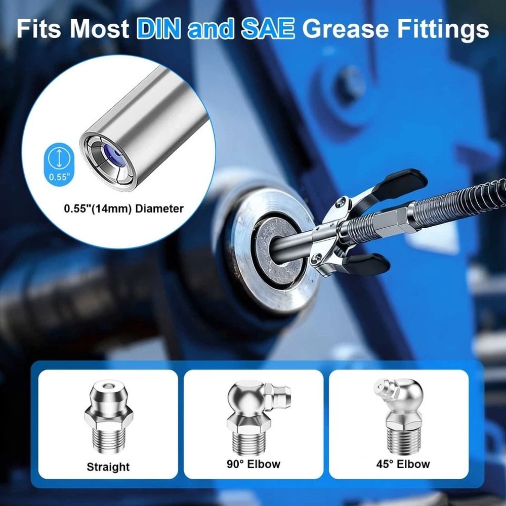 Grease Gun Coupler Kit With Spring Hose LeakFree Heavy Duty For Automotive Industrial And Workshop 5