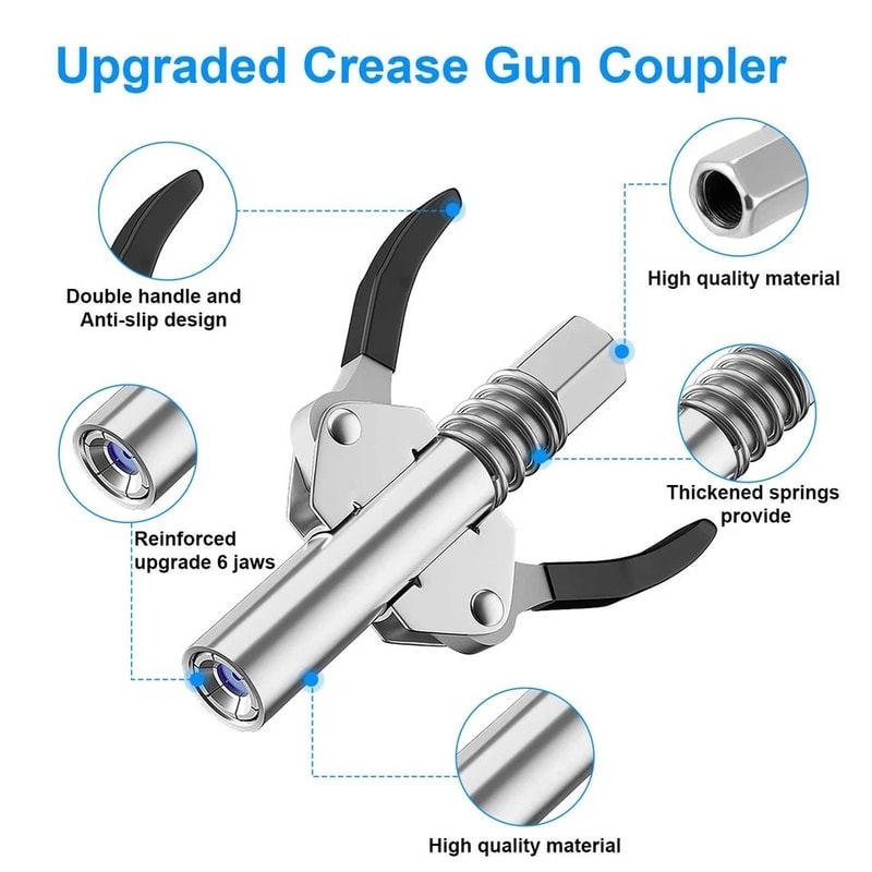 Grease Gun Coupler Kit With Spring Hose LeakFree Heavy Duty For Automotive Industrial And Workshop 6