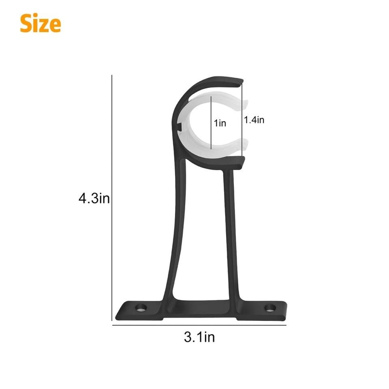 Aluminum Alloy Curtain Rod Brackets Black Window Holders For Drapery Durable Wall Mounting Brackets 1