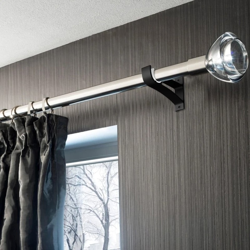 Aluminum Alloy Curtain Rod Brackets Black Window Holders For Drapery Durable Wall Mounting Brackets 0