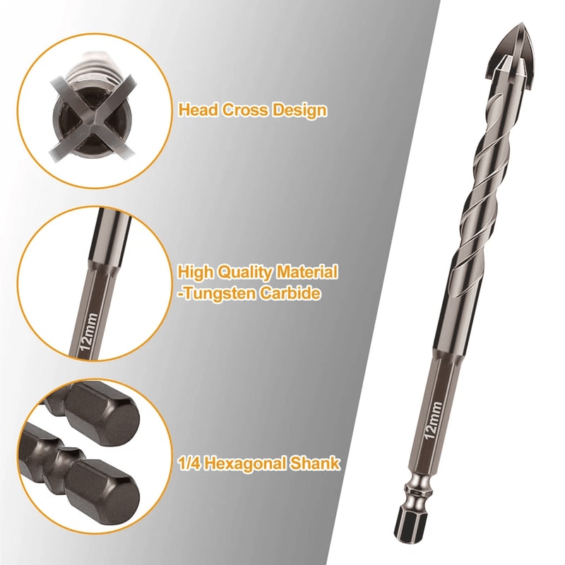 HighQuality Ceramic Tile Drill Bit Set Eccentric Tungsten Steel FourFlute Sawtooth For Tile Glass C 7