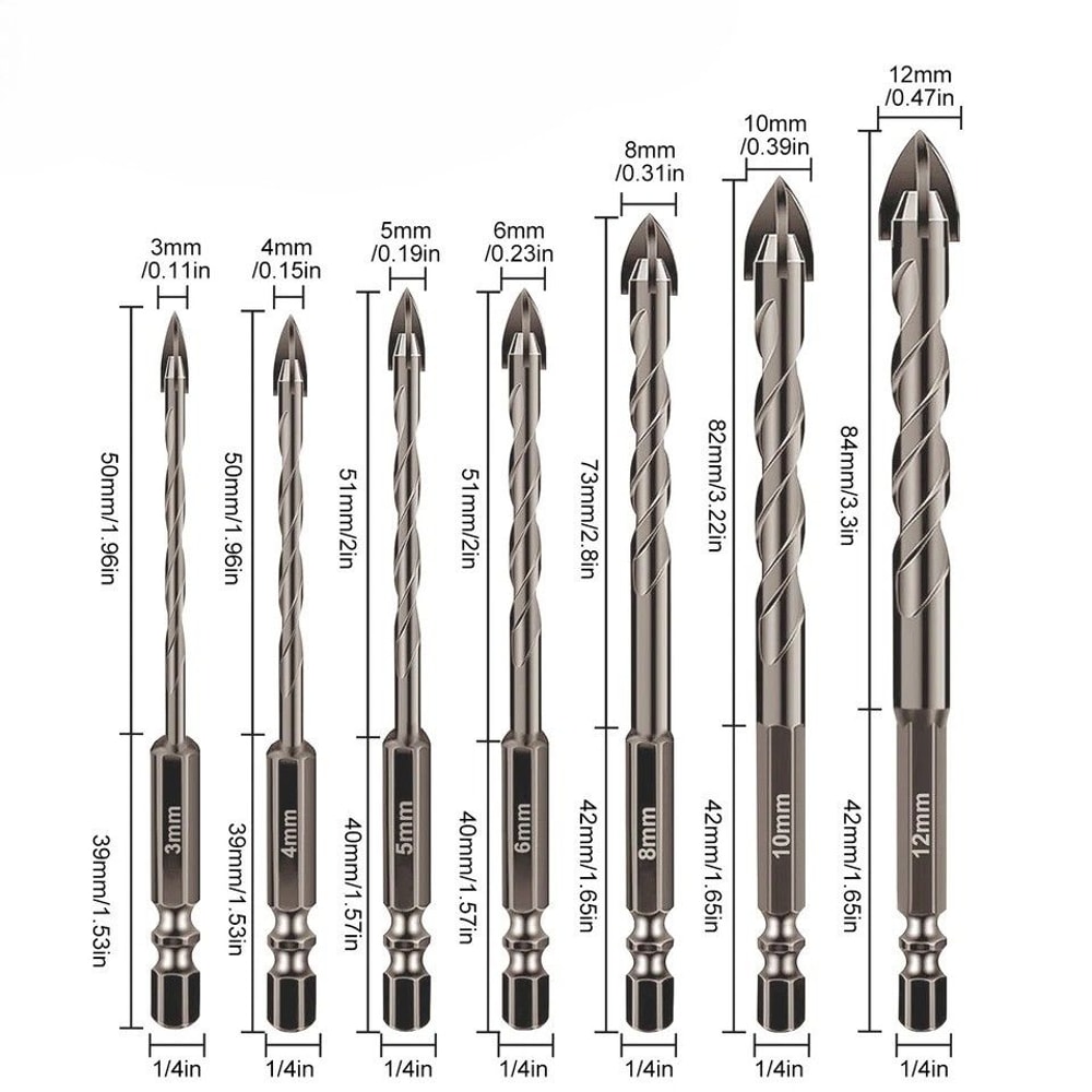 HighQuality Ceramic Tile Drill Bit Set Eccentric Tungsten Steel FourFlute Sawtooth For Tile Glass C 8