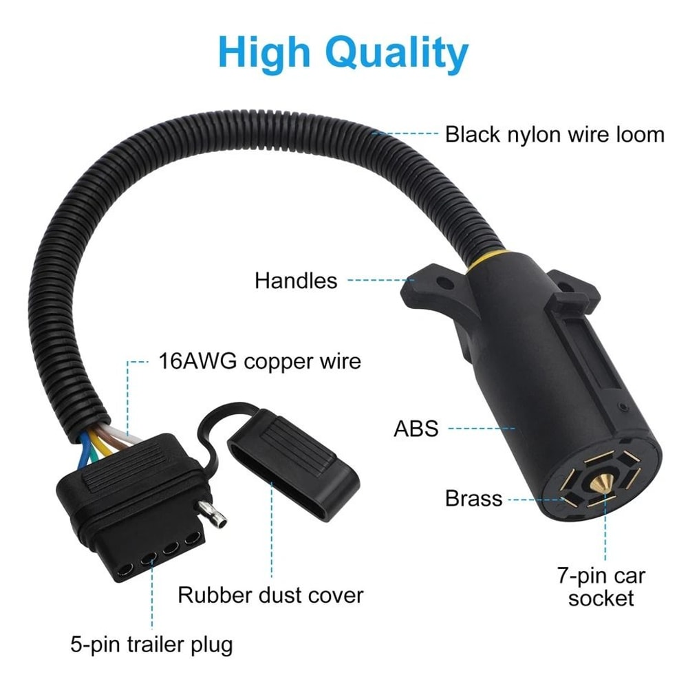 Trailer Adapter Way Round Blade To Pin Flat Wiring Plug For Tow Lights RV And Caravans 6