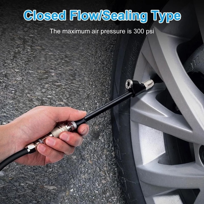 Tire Inflator Chucks Dual Head Air Chuck Set With Quick Plug NPT For Car RV Truck Bike 4