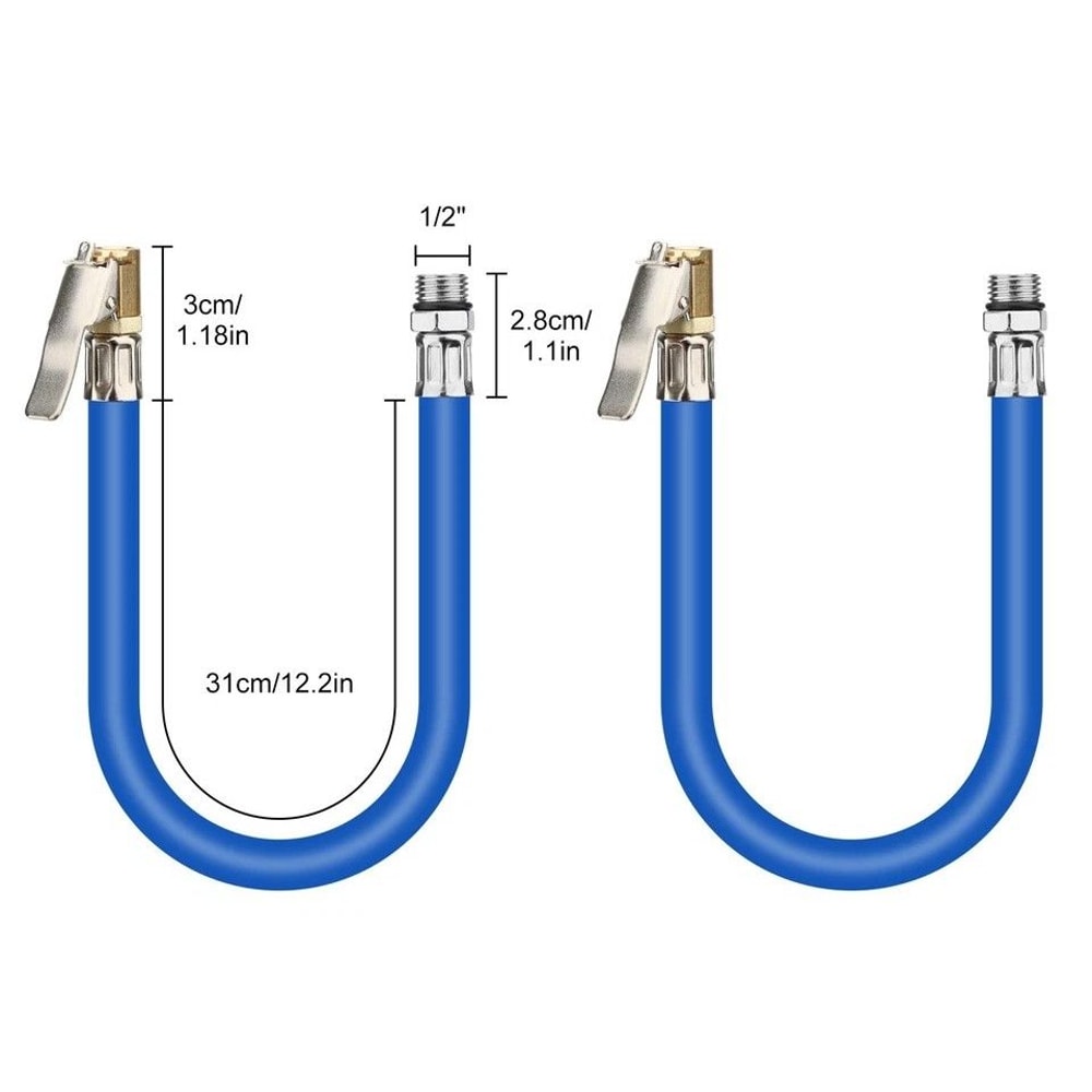 Tire Inflation Hose With SelfLocking Clamps 145in Rubber Extension For Car Motorcycle Bicycle Use 1