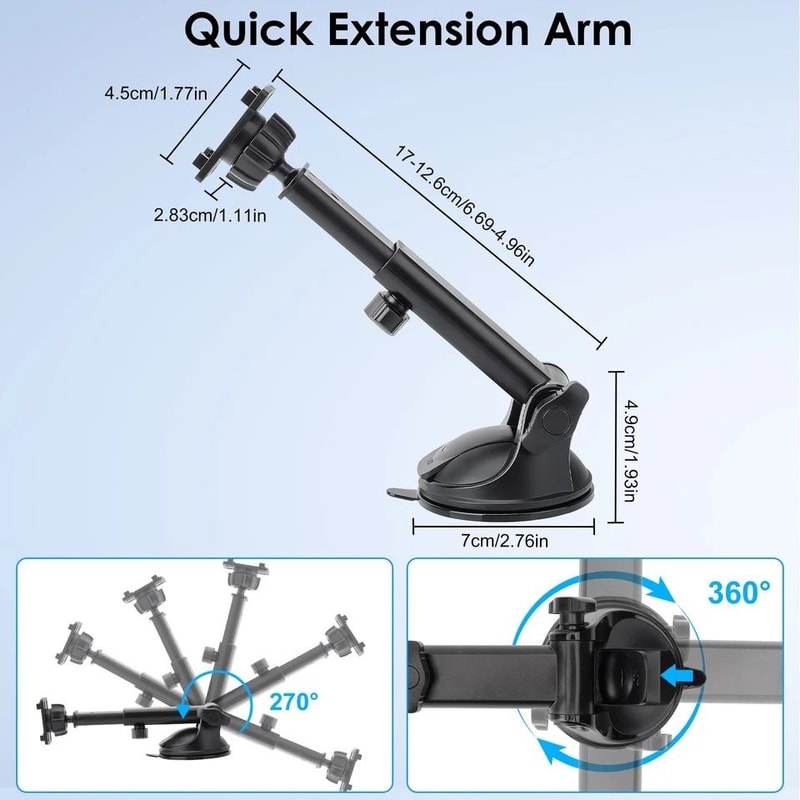 Rotation Suction Cup Car Mount For CarPlay Screen Adjustable Dashboard Monitor Holder Universal Suc 4