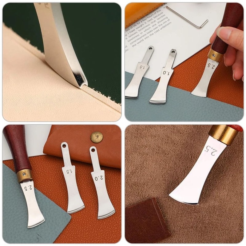 Leather Edge Creaser Tool Kit With Interchangeable Tips Precision Tool For Leathercraft DIY Belts W 0