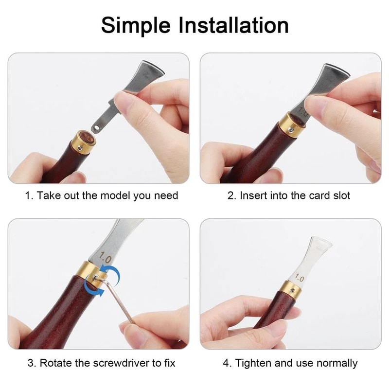 Leather Edge Creaser Tool Kit With Interchangeable Tips Precision Tool For Leathercraft DIY Belts W 3