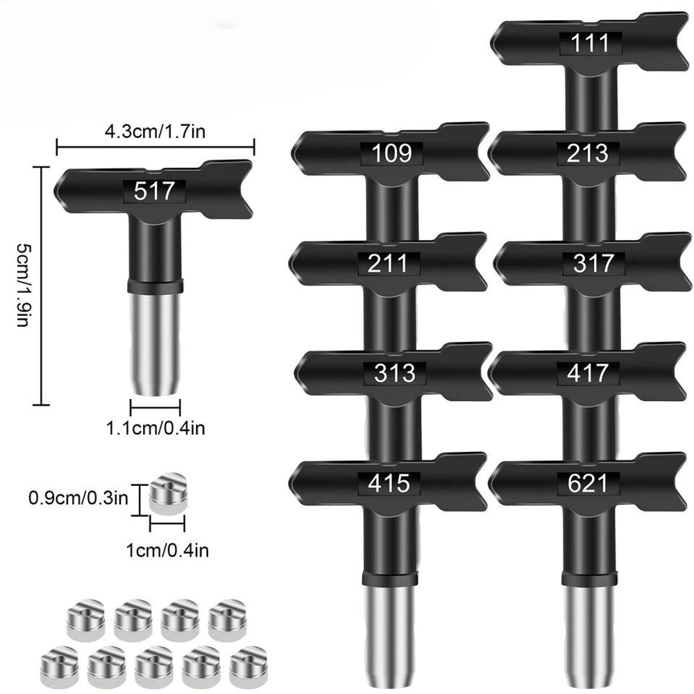 Airless Spray Nozzles Reversible Paint Spray Tips Compatible With Spray Guns Stainless Steel 7