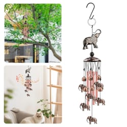 elephant wind chimes, metal hanging bells for outdoor garden decor, memorial gift, calming sounds for peaceful