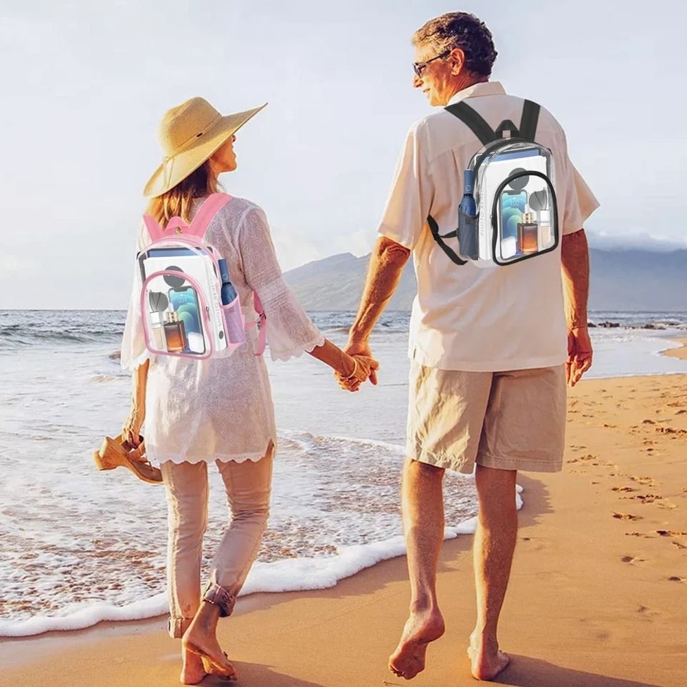 Transparent School Bag Clear PVC Backpack With Mesh Pockets Adjustable Straps Durable Zipper Closur 4