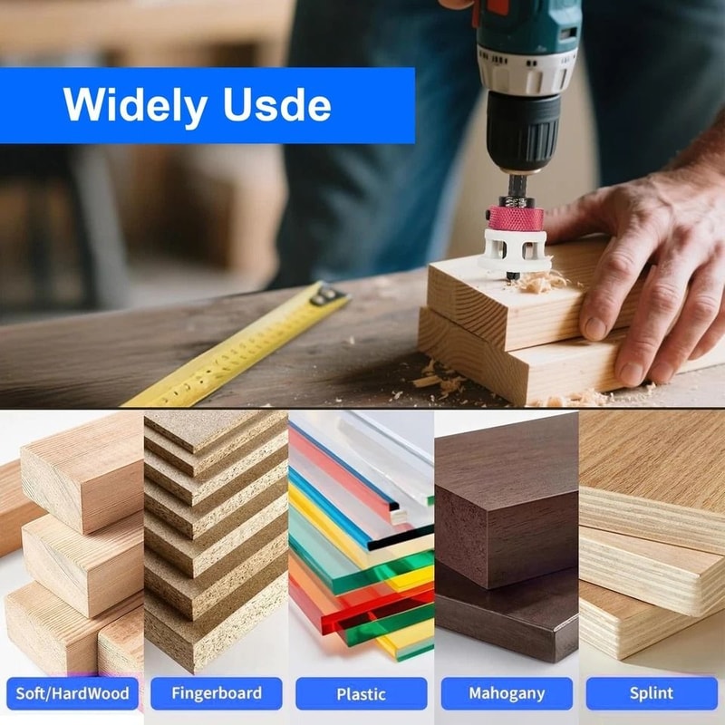 Countersink Drill Bit Set Adjustable Depth Stop Hex Shank Includes Wrench For Smooth Cutting In Woo 3