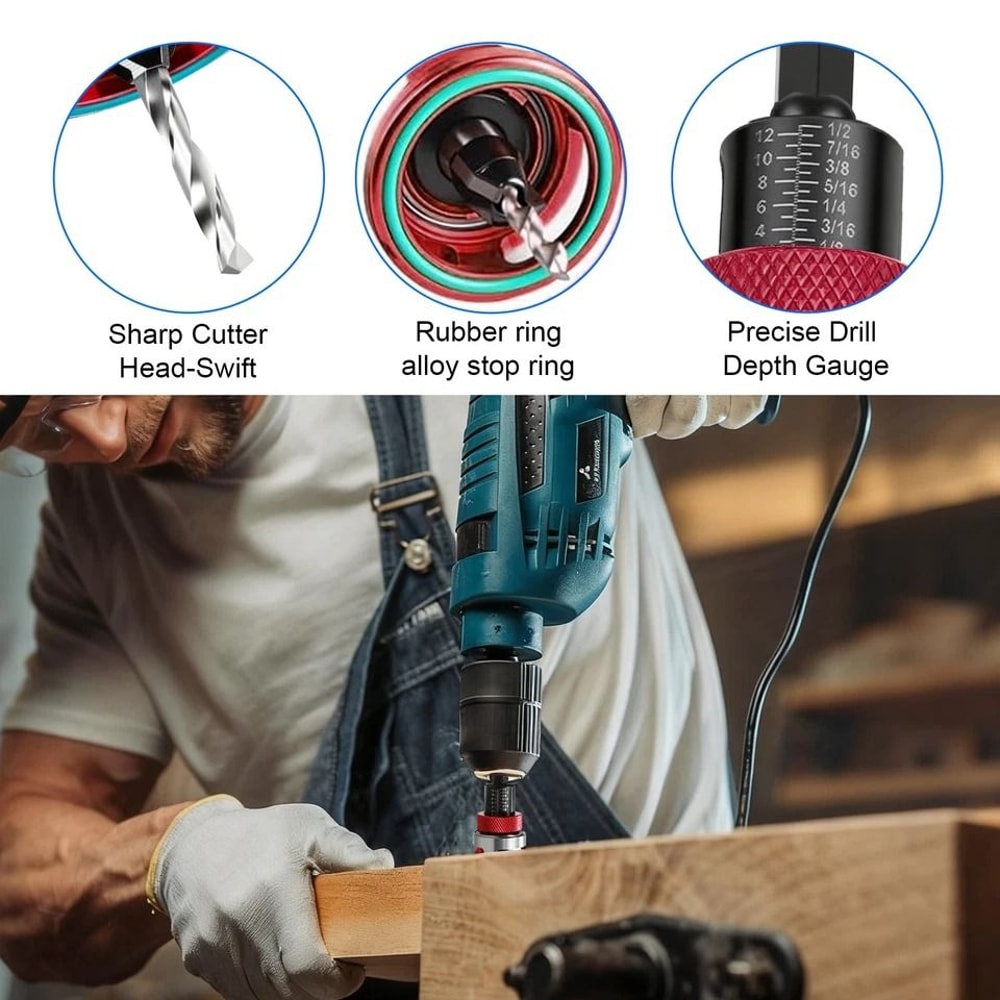 Countersink Drill Bit Set Adjustable Depth Stop Hex Shank Includes Wrench For Smooth Cutting In Woo 5