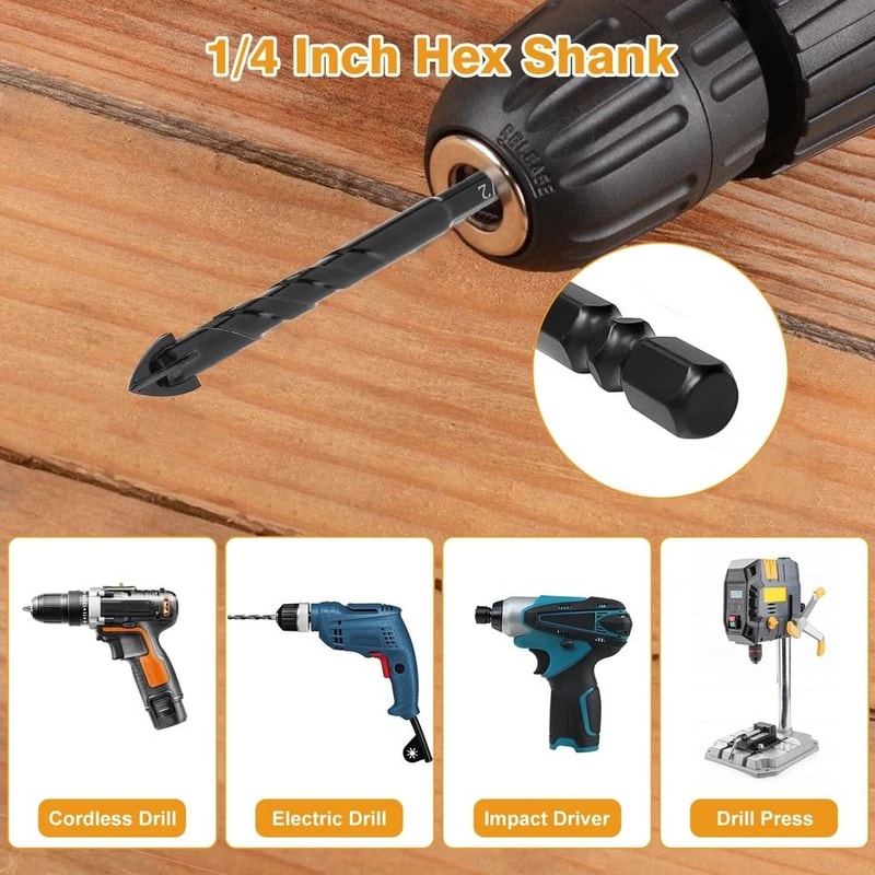 Tungsten Carbide Drill Bit SetHex Shank For Ceramic Glass Brick Concrete Tile Marble Wood Plastic D 3