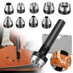heavy duty leather hollow hole punch diy craft hand tools box, steel construction, comfortable grip