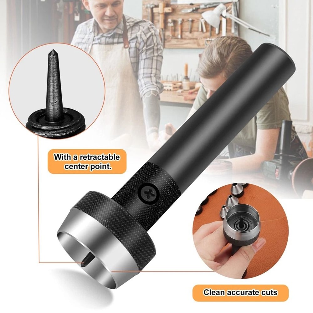 Heavy Duty Leather Hollow Hole Punch DIY Craft Hand Tools Box Steel Construction Comfortable Grip 4