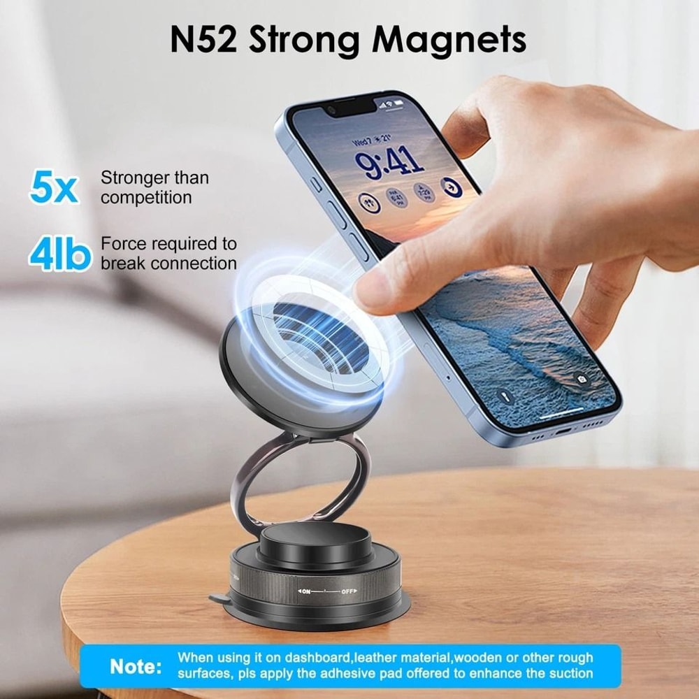 Vacuum Magnetic Phone Holder Stand Foldable Car Suction Cup Mount Adjustable Magnetic Phone Mount 5