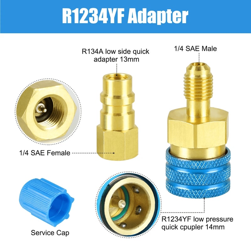 High Low Side Quick Coupler Adapter Connectors Kit Brass Conversion For Car AC 2