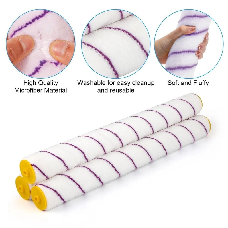 Washable Microfiber Paint Roller Sleeves Reusable Low Splatter LintFree Shedless High Paint Hold 2