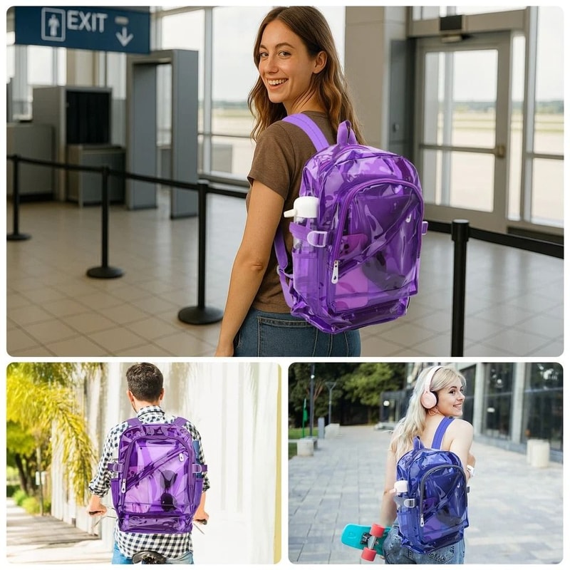 Waterproof Transparent Sling Bag Heavy Duty Clear Backpack For School Travel Concert Stadium Use 6