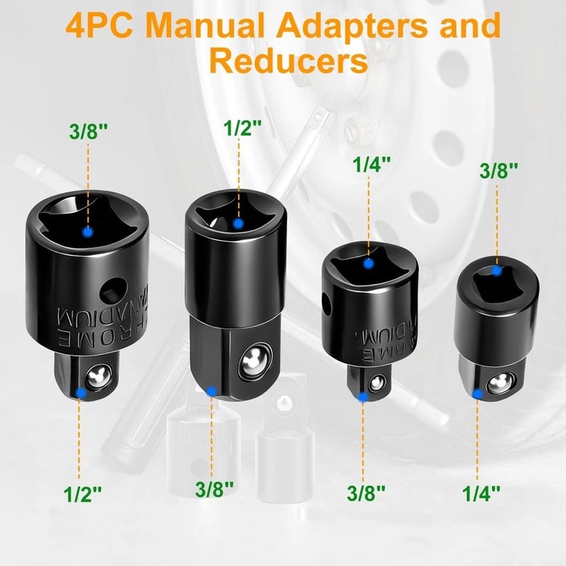 Impact Socket Adapter Reducer Set Extension Socket Drill Tool Cr V Steel Drive Sizes 3