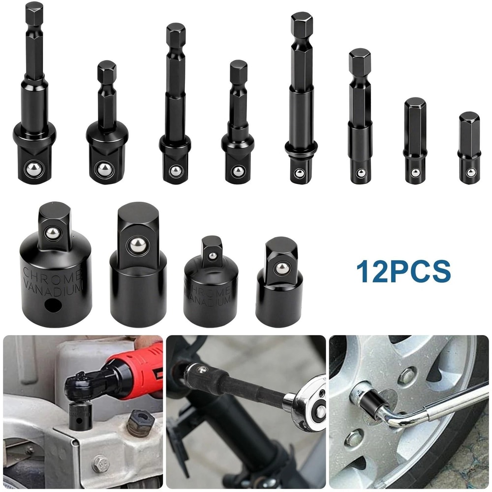 Impact Socket Adapter Reducer Set Extension Socket Drill Tool Cr V Steel Drive Sizes 6