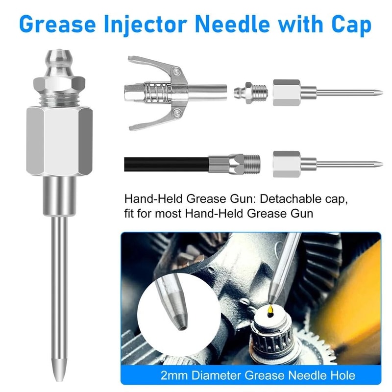 Injector Nozzle Dispenser Grease Needle Tip Accessory Set Steel Degree Coupler Tool 4
