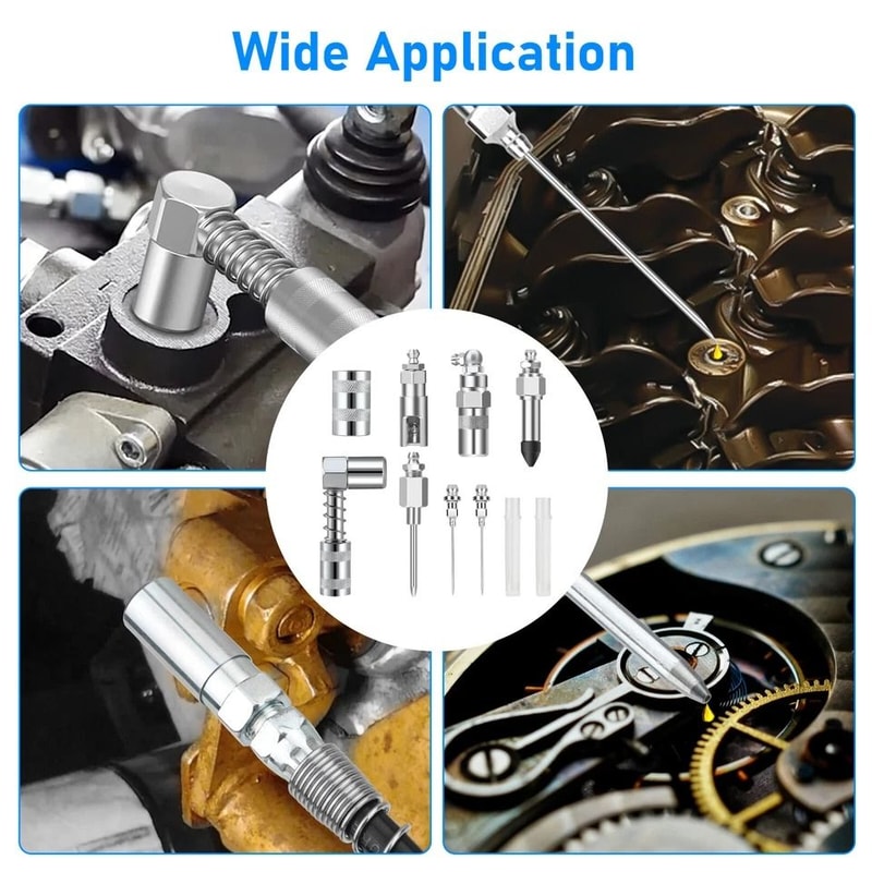 Injector Nozzle Dispenser Grease Needle Tip Accessory Set Steel Degree Coupler Tool 6