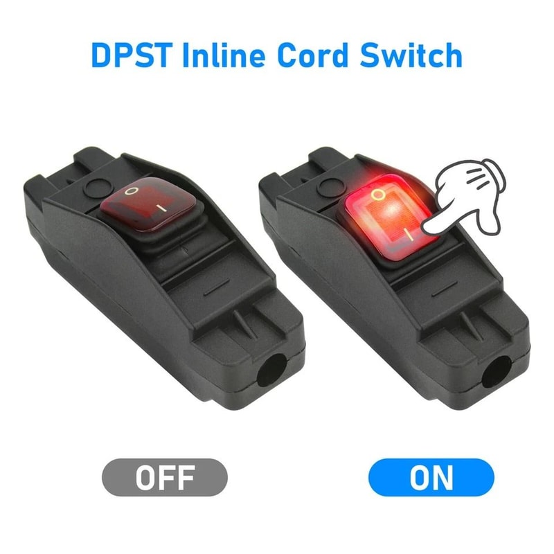 Waterproof Inline Cord Switch For Lamp Appliance Button On Off AC DC High Power Inline Switch 1