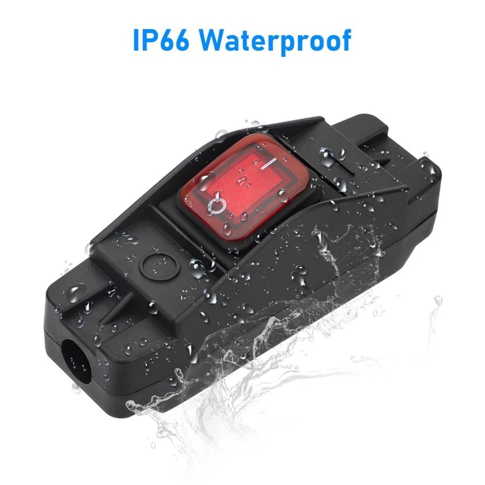 Waterproof Inline Cord Switch For Lamp Appliance Button On Off AC DC High Power Inline Switch 3