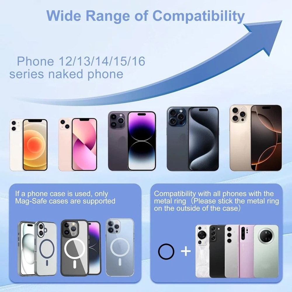 Foldable Vacuum Magnetic Car Phone Holder Suction Cup Mount MagSafe Stand Strong Hold 1