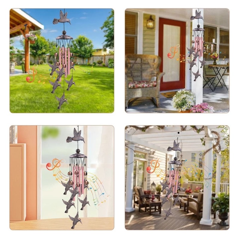 Hummingbird Wind Chimes Metal Hanging Bells For Outdoor Home Decor Sympathy Memorial Gift For Loved 3
